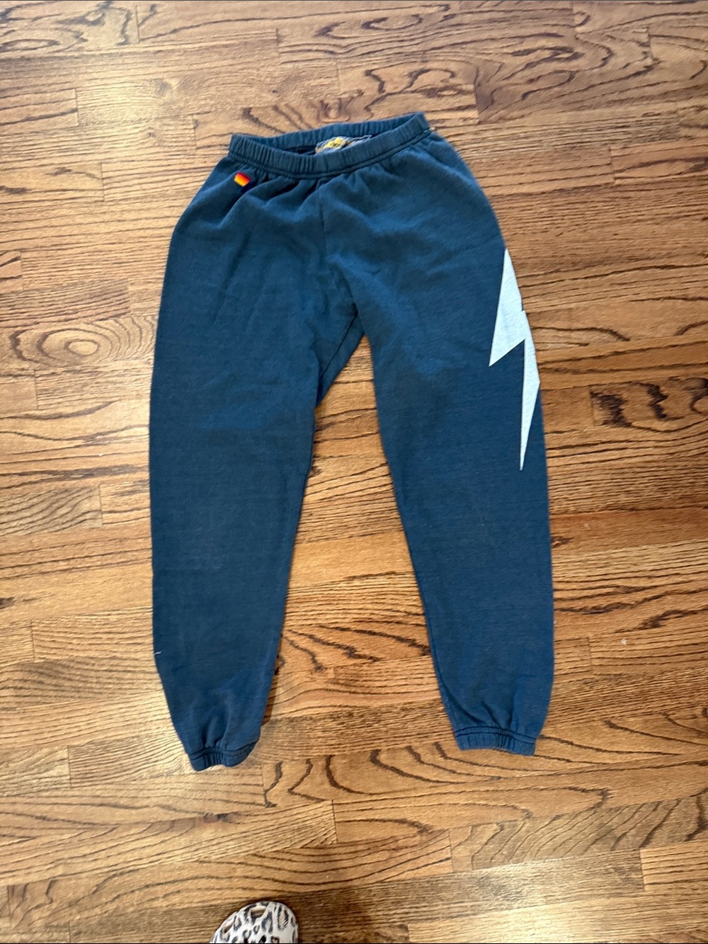 Aviator Nation Navy Sweatpants with White Lightning Bolt
